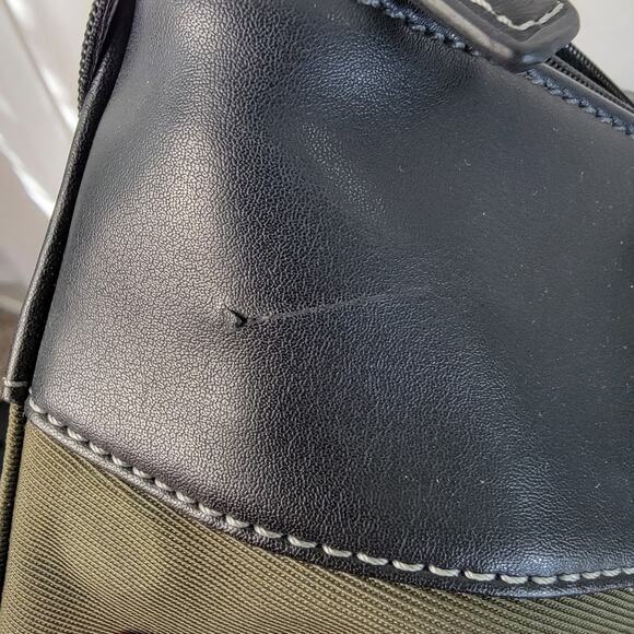 Franklin Covey Laptop Work Business Briefcase Tote Bag Purse Olive Black Nylon - Picture 11 of 12